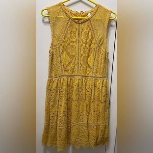 Target Xhilaration Lace Eyelet Fit & Flare Yellow Sleeveless Dress Size| L